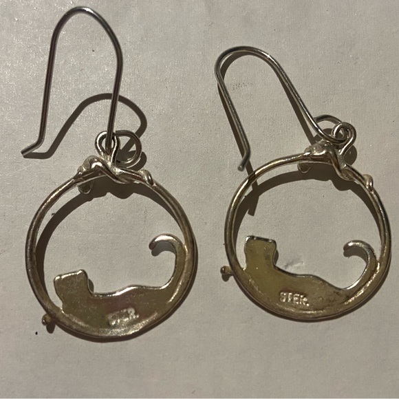 Sterling silver cat earrings - Picture 2 of 4